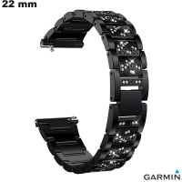 Venda de Bracelete Preto para smartwatch Garmin Metálico com strass 22 mm