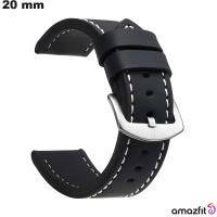 Bracelet Amazfit Noir montre Simili cuir 20 mm