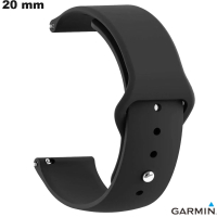 Pulseira de Borracha Preta 20 mm para relógio Garmin ● Melhor Preço
