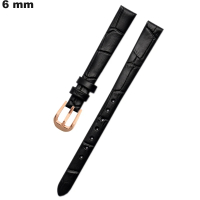 Pulseira 6mm de Couro Verdadeiro Preto para Relógio ● Expedição 24h
