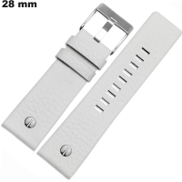 Bracelete 28 mm Couro verdadeiro Branco de relógio - Frete Grátis