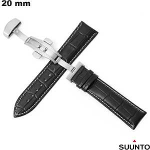 Armband Suunto u 20 mm Echtes Leder Schwarz Uhr günstig Armband Suunto u 20 mm Echtes Leder Schwarz Uhr günstig