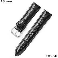 Bracelet Cuir véritable Noir de montre 18mm Fossil