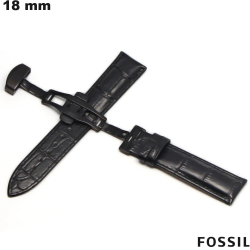 Bracelet de montre Cuir véritable 18mm Noir Fossil