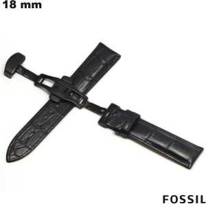 Pulseira de relógio Couro verdadeiro 18mm Preto Fossil barato