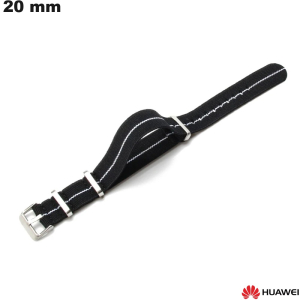 Armband 20mm für Huawei Smartwatch Schwarz Nylon von hoher Qualität