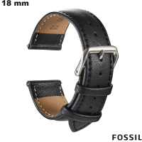 Bracelet Fossil 18mm Noir Cuir véritable  /  Montage Facile
