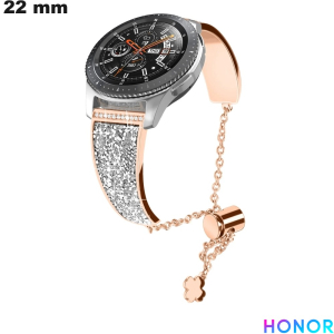 Pulseira de Aço Inoxidável Honor Rígida Dourada Rosa 22 mm de Qualidade