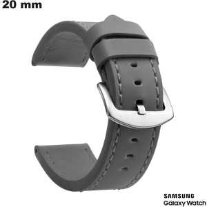 Armband Grijs origineel 20 mm leer horloge Samsung van kwaliteit