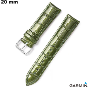 Bracciale Garmin Verde 20 mm in Vera Pelle per Orologio di Qualità