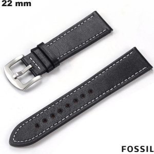 Bracciale orologio Nero Cuoio reale Fossil 22mm