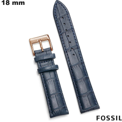 Bracelet Cuir véritable de montre Bleu Fossil 18mm