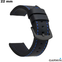 Bracciale Nero 22 mm Finta pelle per orologio Garmin # Qualità Premium