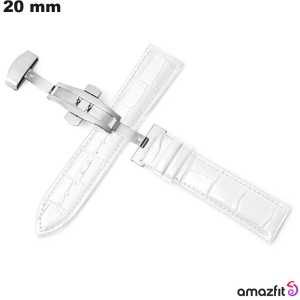 Bracelet de smartwatch 20mm Amazfit Blanc grain croco pas cher