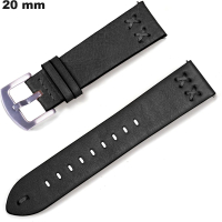 Armband 20mm horloge Zwart Echt Leer  # Beste Prijs