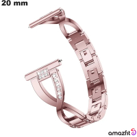 Venda de Bracelete para Relógio Rosa 20 mm Amazfit Aço Inoxidável com Strass