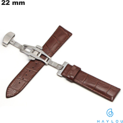 Armband 22mm Marron voor Haylou Horloge Echte Leer