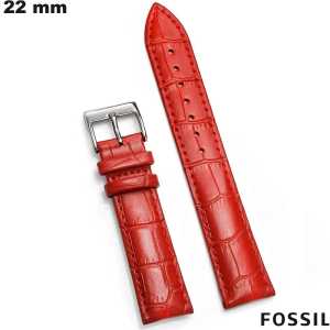 Bracelet Fossil Rouge Cuir véritable smartwatch 22 mm de qualité