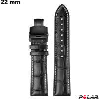 Venda de Bracelete Polar de Couro Verdadeiro Chic Preto 22 mm para Relógio