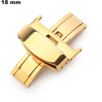 Attache Acier Inoxydable de montre Papillon 18 mm Doré pas cher