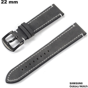 Bracelete de Cuir Genuine para smartwatch 22mm Samsung Cinza de qualidade