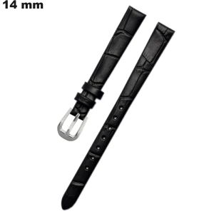 Armband 14mm Zwart van echt leer - Verzending voor €3,99