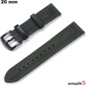 Bracciale Verde in vera pelle da 20 mm per Amazfit di qualità