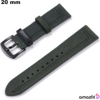 Bracelete Verde de Relógio em Couro Verdadeiro 20 mm Amazfit de Qualidade
