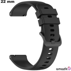 Bracelet Noir de montre connectée Silicone 22mm Amazfit