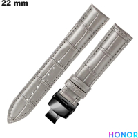 Bracelete Cinza Honor de Couro Verdadeiro Smartwatch 22mm de Qualidade