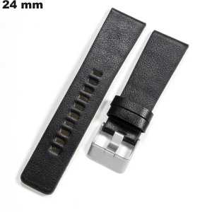Bracelet Cuir véritable 24mm Noir pour montre : Livraison Gratuite