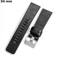 Bracelet Cuir véritable 24mm Noir pour montre : Livraison Gratuite