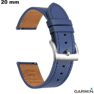 Venda Bracelete Garmin Azul 20 mm relógio Couro verdadeiro