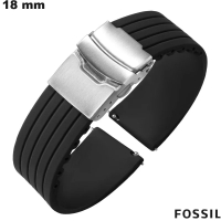 Bracelet Fossil montre 18 mm Noir Silicone | Envoi Rapide