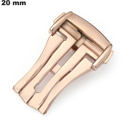 Bucle para brazalete desplegable de 20 mm de acero inoxidable dorado rosa