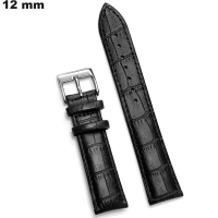 Bracelet Cuir véritable de montre Noir 12mm ● Livraison Gratuite