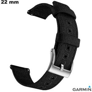 Bracciale in tessuto per smartwatch Garmin 22 mm di qualità nera Bracciale in tessuto per smartwatch Garmin 22 mm di qualità nera