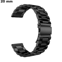 Bracelet pour montre 20mm Noir Métal style Oyster de qualité
