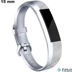 Bracelet 15 mm de montre Caoutchouc FitBit Argenté