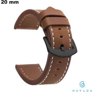 Bracciale Haylou 20 mm stile biker in faux cuoio marrone di qualità