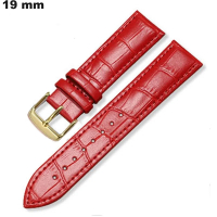 Bracelet Rouge de montre 19 mm Cuir véritable croco de qualité