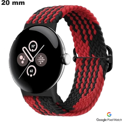 Red Nylon Bracelet 20 mm for Google Pixel Watch