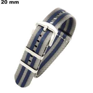 Bracelet Nylon pour montre Gris 20mm / Envoi en 24h