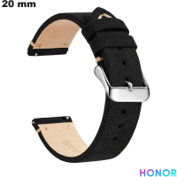 Acheter Bracelet pour montre Honor Noir Cuir véritable 20 mm