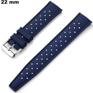 Armband voor horloge 22mm Blauw Rubber: Snelle Levering