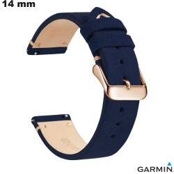 Bracelet 14mm montre Garmin Bleu noble Cuir véritable