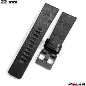 Armband für Uhr 22 mm Echtes Leder Polar Schwarz günstig