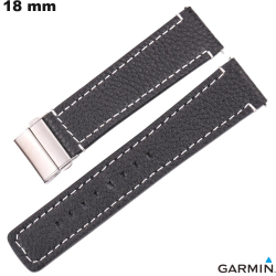 Pulseira Preta de Couro Verdadeiro Garmin 18mm