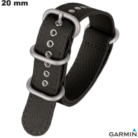 Kaufe Waterproof Zulu Armband für Garmin Uhr Schwarz 20 mm Nylon