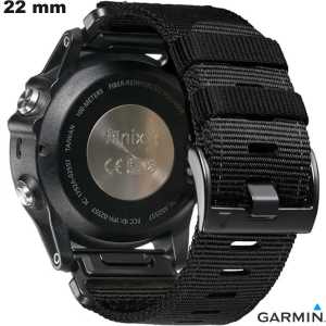Bracelet Noir Garmin Nylon QuickFit 22 mm - Qualité Premium